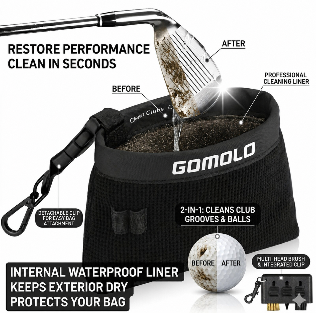 2-in-1 Golf Club & Ball Washer By Gomolo™